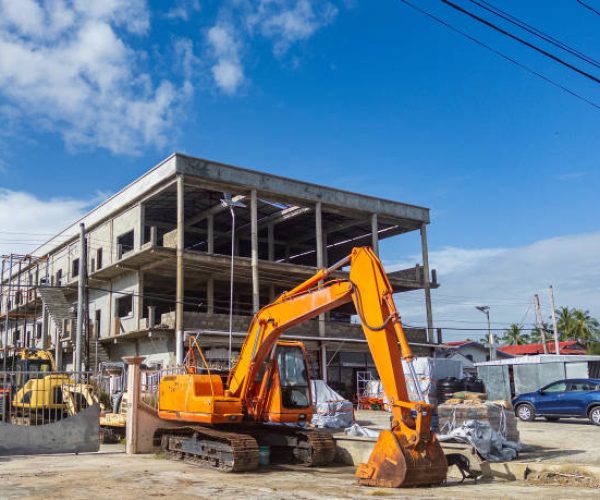 Rosehall, East Berbice-Corentyne, Guyana - Building Construction with Heavy Equipment around